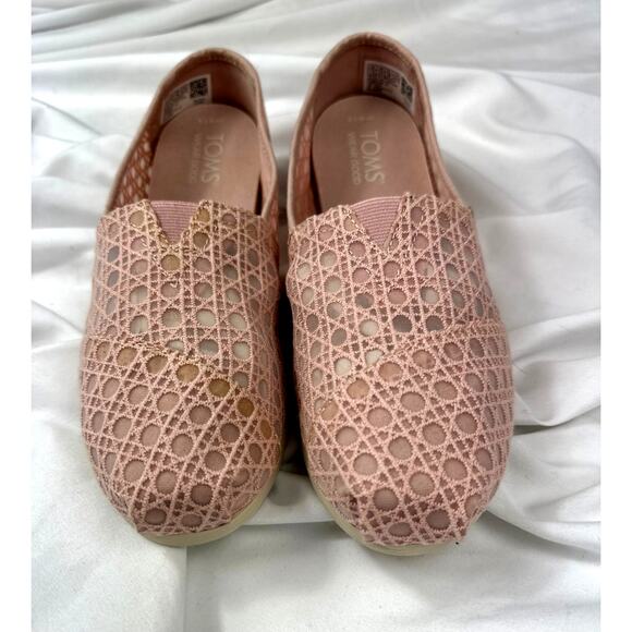 Toms Alpargata Ballet Pink Basket Weave Lace Shoe 7.5 - Picture 6 of 10